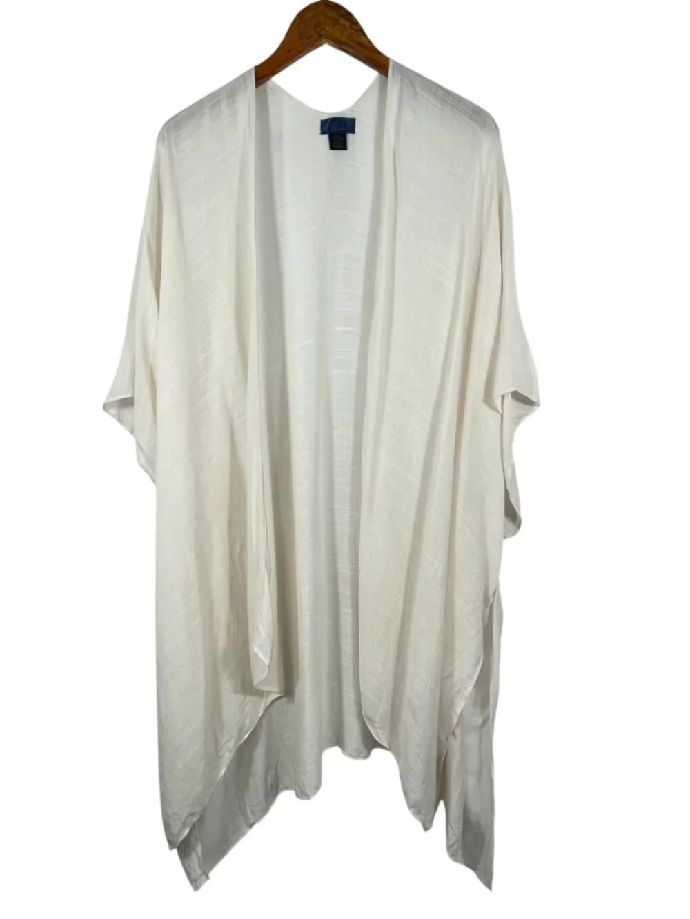 Rachel Roy Ivory Open Front Viscose Kimono Ruana Drape Cardigan OS